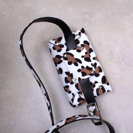 Сумка поясна жіноча, Леопард, біла П1709