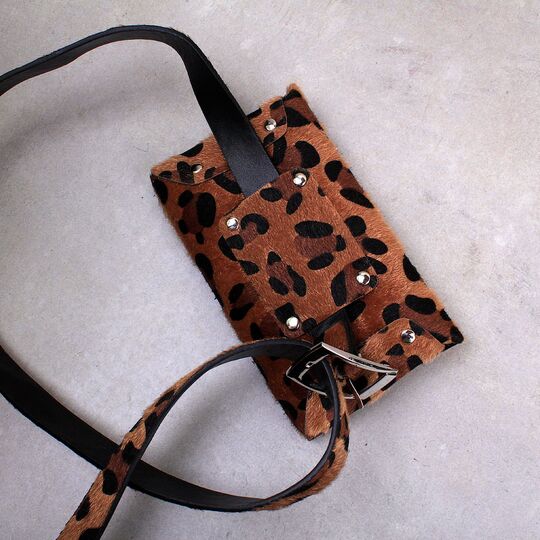 Сумка поясная женская, Леопард, коричневая П1710