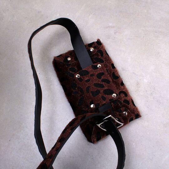 Сумка поясна жіноча, Леопард, коричнева П1711