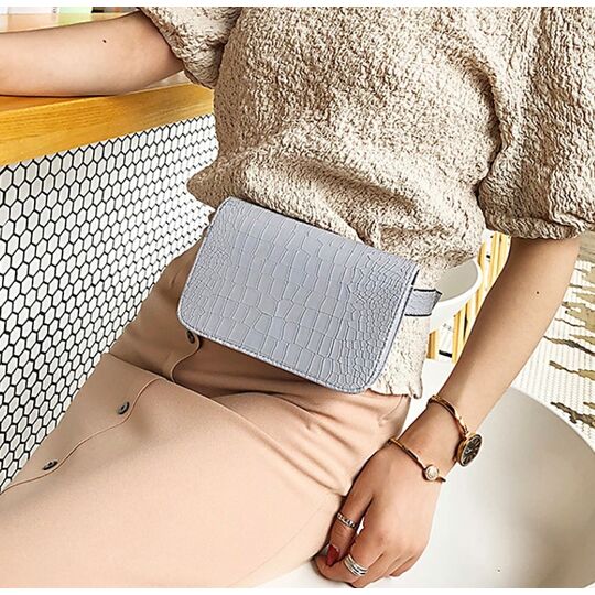 Сумка поясная женская "Badiya", серая П1715