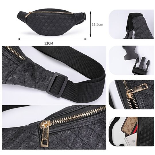 Сумка бананка, женская, черная П1748