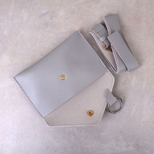 Сумка клатч на пояс, серая П1767