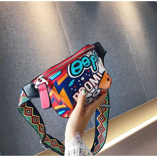 Женская поясная сумка, бананка, граффити П1810