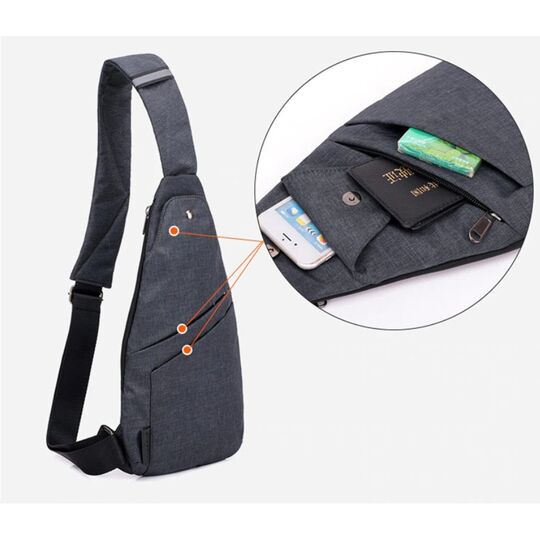 Мужская сумка слинг на плечо, черная П1836