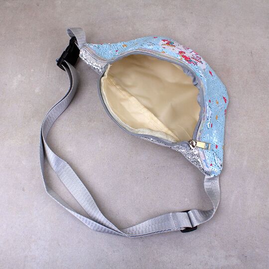 Детская сумка поясная, бананка, Единорог, голубая П1979