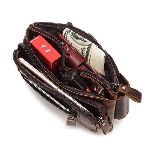 Поясна сумка для чоловіків KAVIS, коричнева П1988