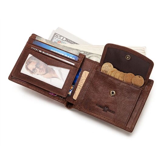 Гаманець чоловічий KAVIS, коричневий П1990