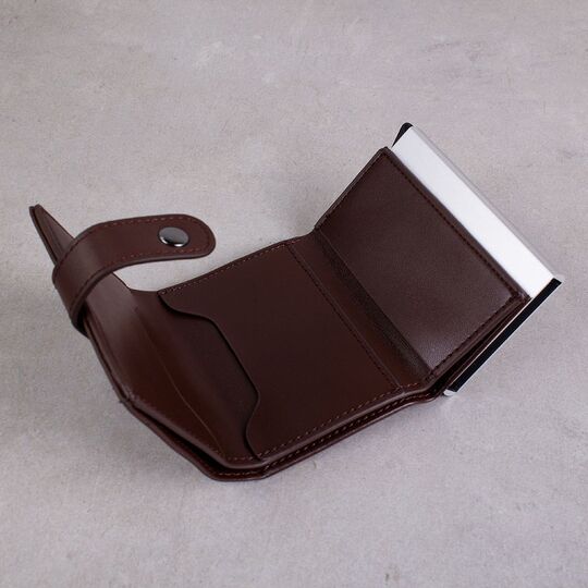 Визитница RFID, коричневая П2021