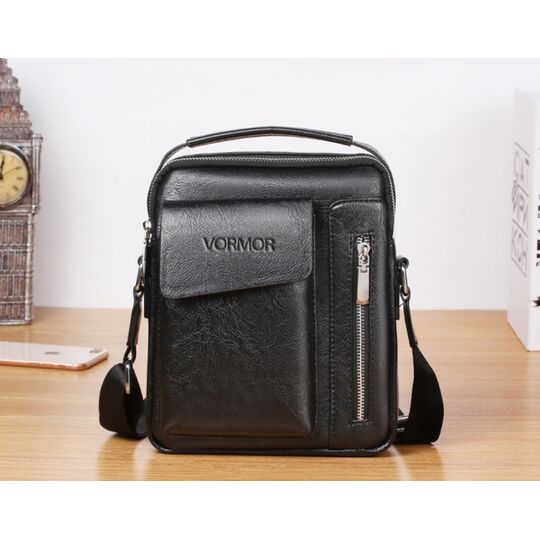 Мужская сумка VORMOR, черная с кошельком, П2066