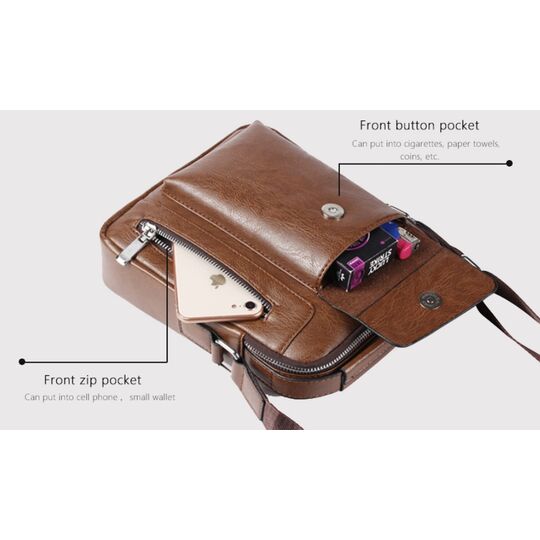 Мужская сумка VORMOR, черная с кошельком, П2066