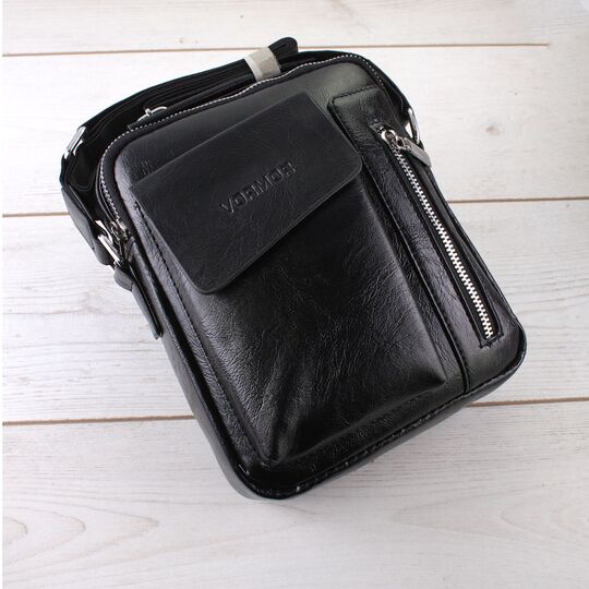 Мужская сумка VORMOR, черная с кошельком, П2066