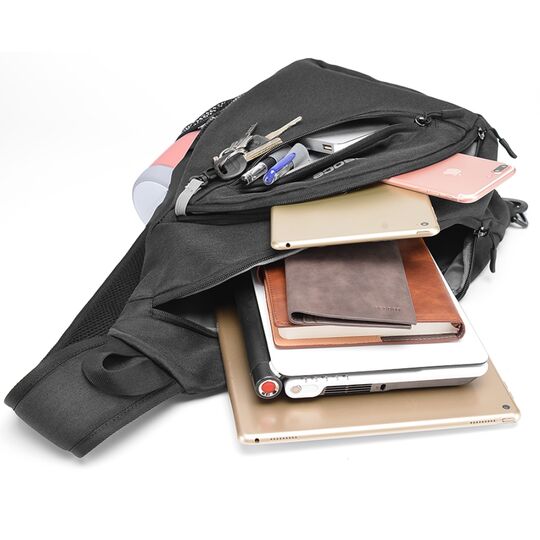 Чоловіча сумка слінг, чорна П2112