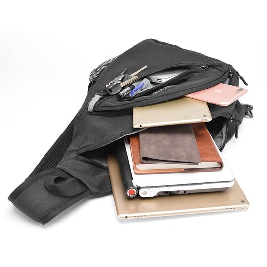 Чоловіча сумка слінг, чорна П2112