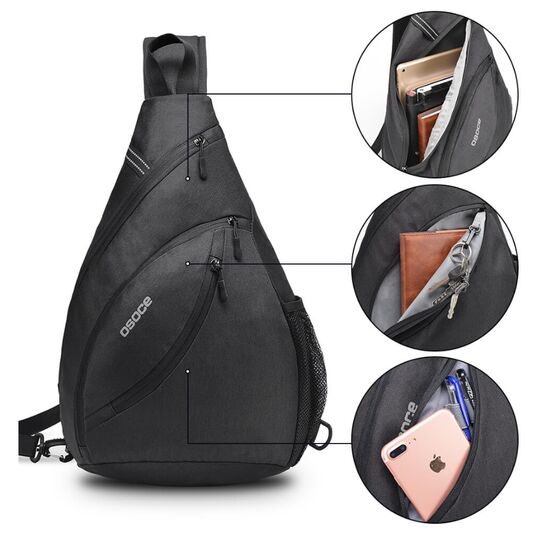 Чоловіча сумка слінг, чорна П2112