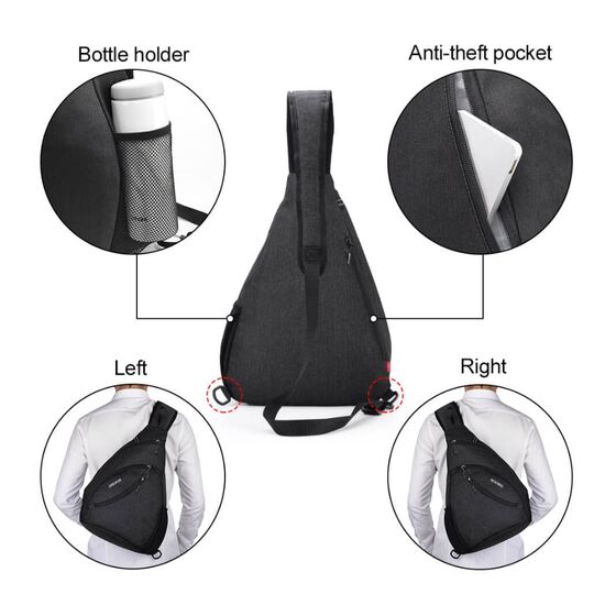 Чоловіча сумка слінг, чорна П2112