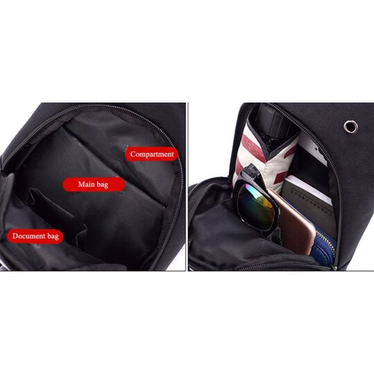 Мужская сумка слинг, черная П2113