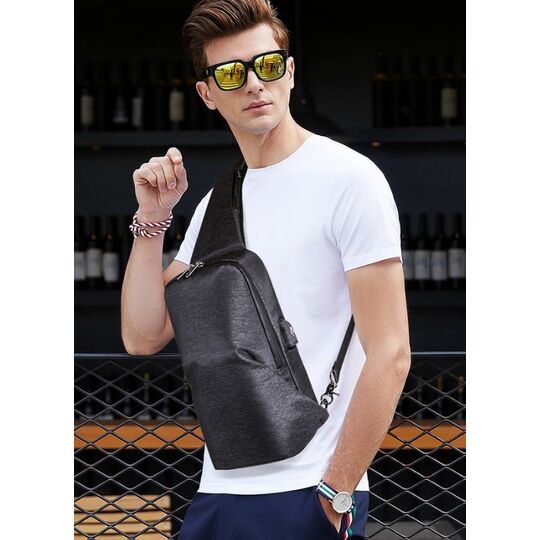 Чоловіча сумка слінг, чорна П2114