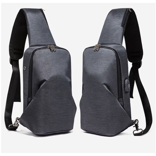 Мужская сумка слинг, серая П2115