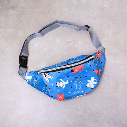Сумка поясная, бананка, голубая П2138