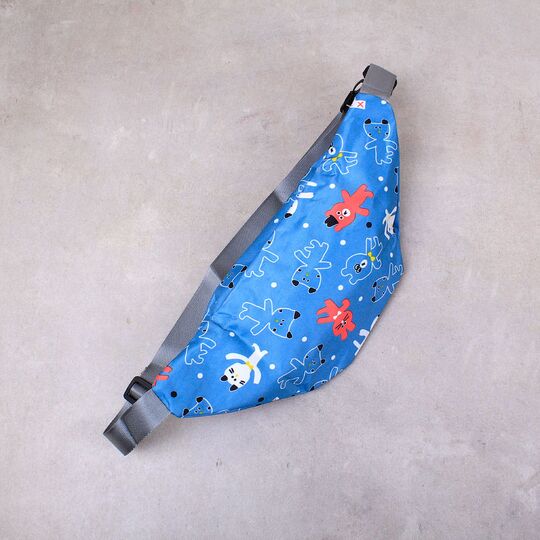 Сумка поясная, бананка, голубая П2138