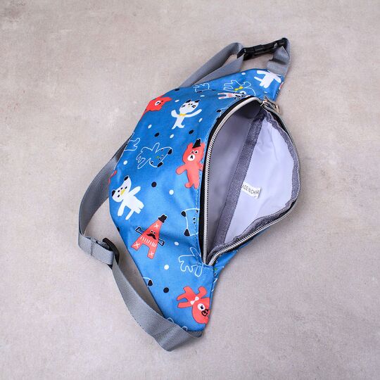 Сумка поясная, бананка, голубая П2138