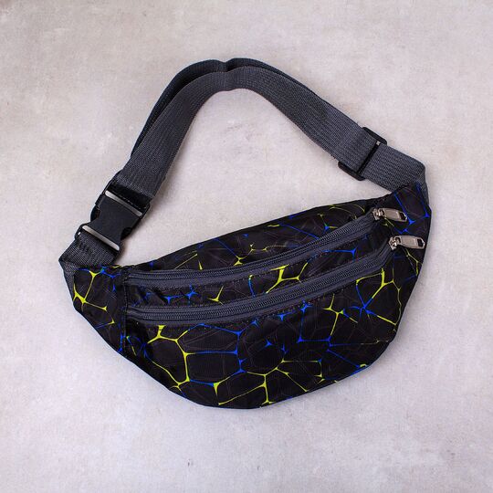 Сумка поясная, бананка, синий черный П2147