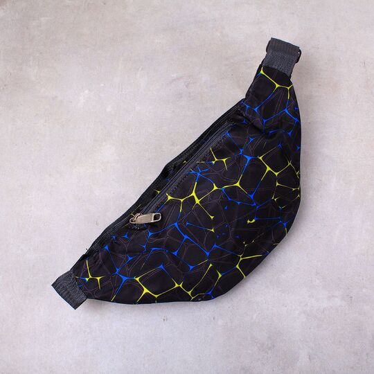 Сумка поясная, бананка, синий черный П2147