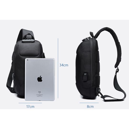 Чоловіча сумка слінг OZUKO, чорна П2170