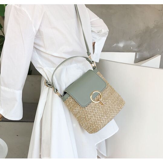 Жіноча солом'яна сумка, зелена П2291