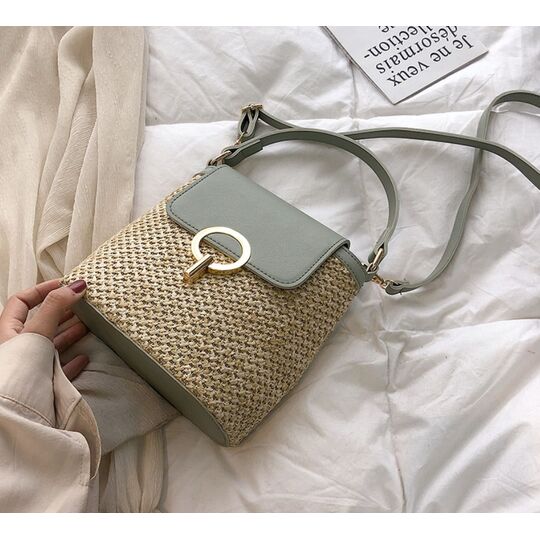 Жіноча солом'яна сумка, зелена П2291