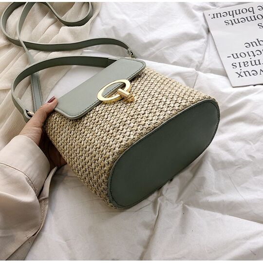 Жіноча солом'яна сумка, зелена П2291