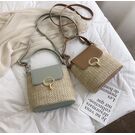 Жіноча солом'яна сумка, зелена П2291