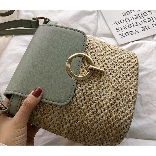 Жіноча солом'яна сумка, зелена П2291