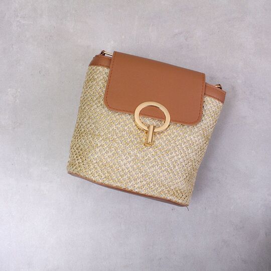 Жіноча солом'яна сумка, коричнева П2292