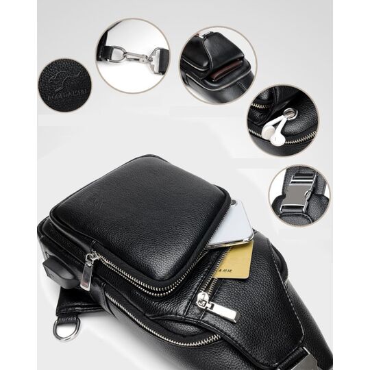 Мужская сумка слинг, черная П2354