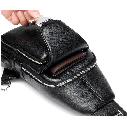 Мужская сумка слинг, черная П2354