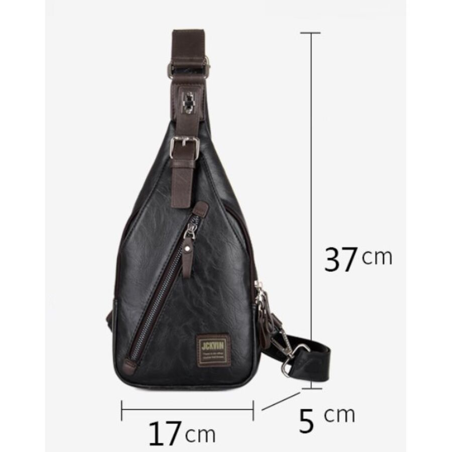Мужская сумка слинг + портмоне, черная П2355