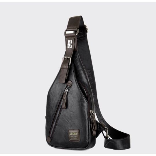 Чоловіча сумка слінг + портмоне, чорна П2355