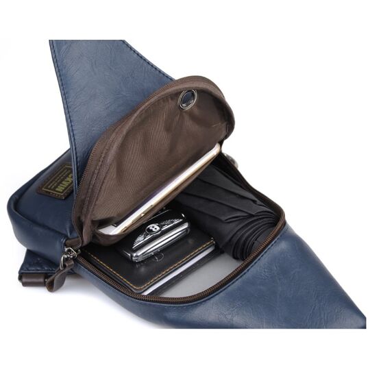 Мужская сумка слинг + портмоне, синяя П2356