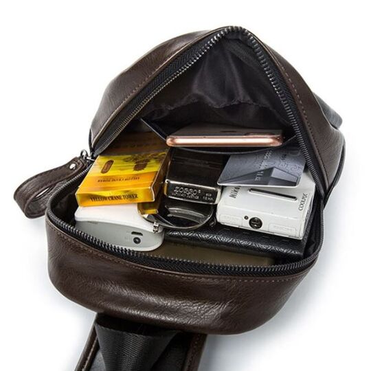 Мужская сумка слинг, черная П2407