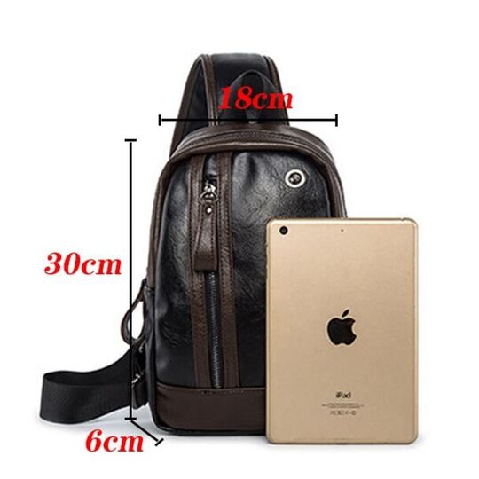 Мужская сумка слинг, черная П2407