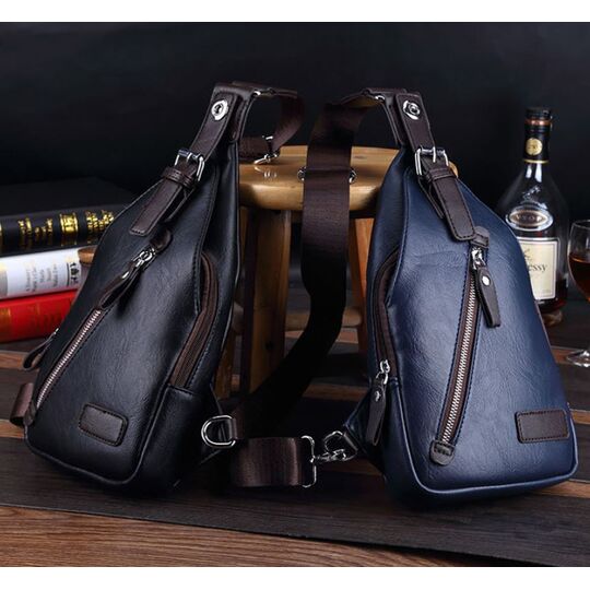 Мужская сумка слинг, черная П2408