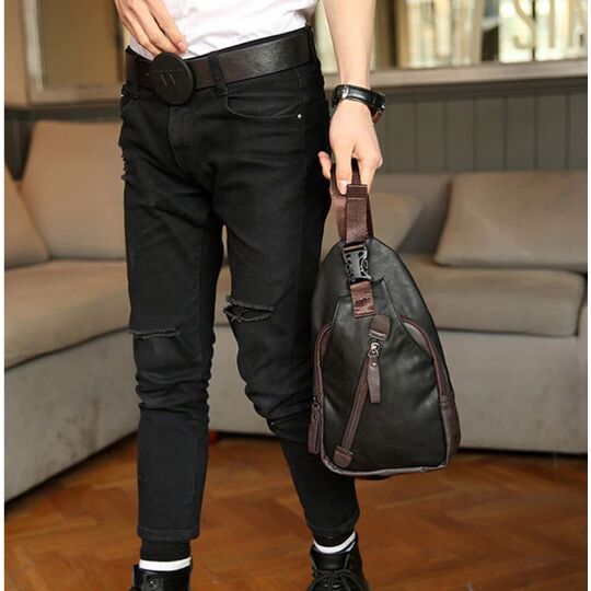 Мужская сумка слинг, синяя П2410