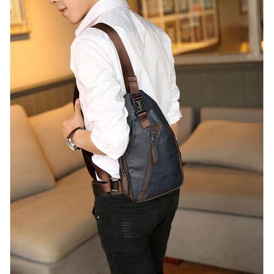 Мужская сумка слинг, синяя П2410