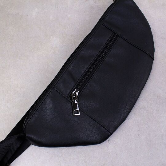 Мужская сумка поясная, бананка, черная П2412