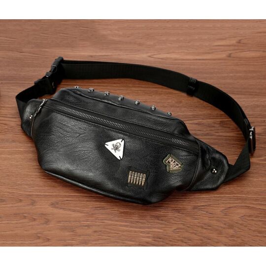 Мужская сумка на пояс, черная П2413