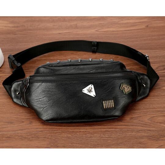 Мужская сумка на пояс, черная П2413