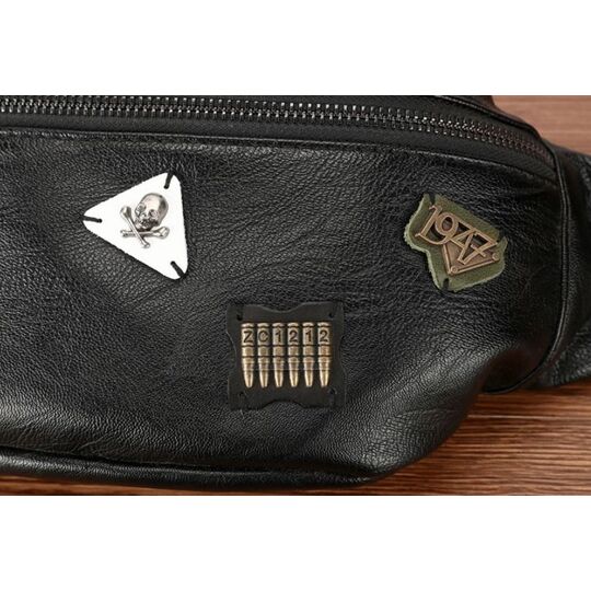 Мужская сумка на пояс, черная П2413