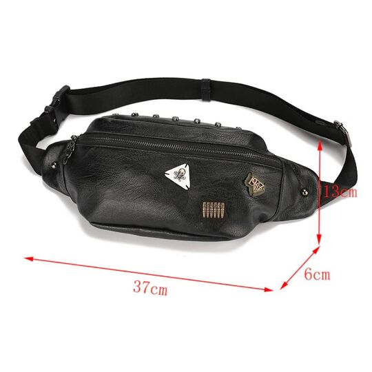 Мужская сумка на пояс, черная П2413