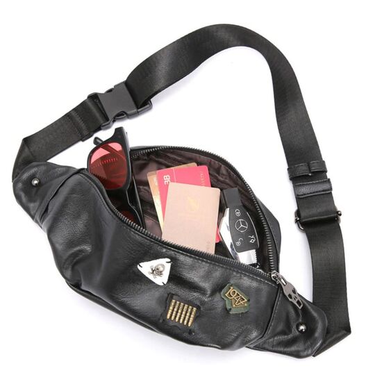 Мужская сумка на пояс, черная П2413